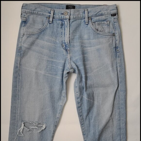 Womens 27 COH Cropped Light Wash Blue Jeans Distressed Emerson Slim Boyfriend - Picture 2 of 9